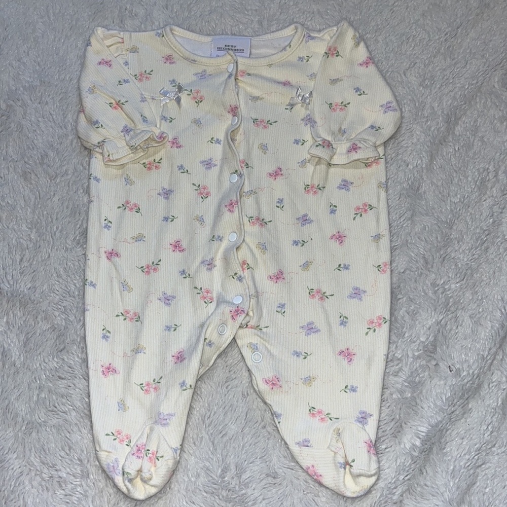little me floral footie/ sleeper 100% cotton 3 months